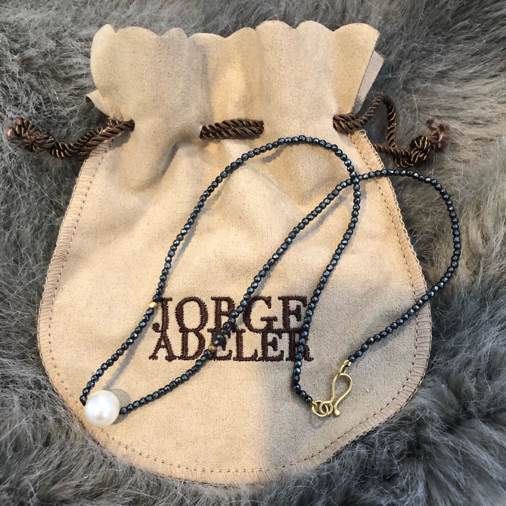 Jorge Adeler cultured pearl and hematite necklace